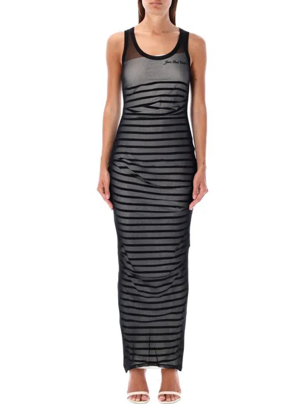 Black & Navy 'The Bi-Material Marinière' Maxi Dress Product Image