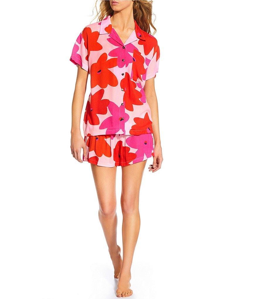 GB Oversize Large Floral Print Button Up Shirt Swim Cover-Up Product Image