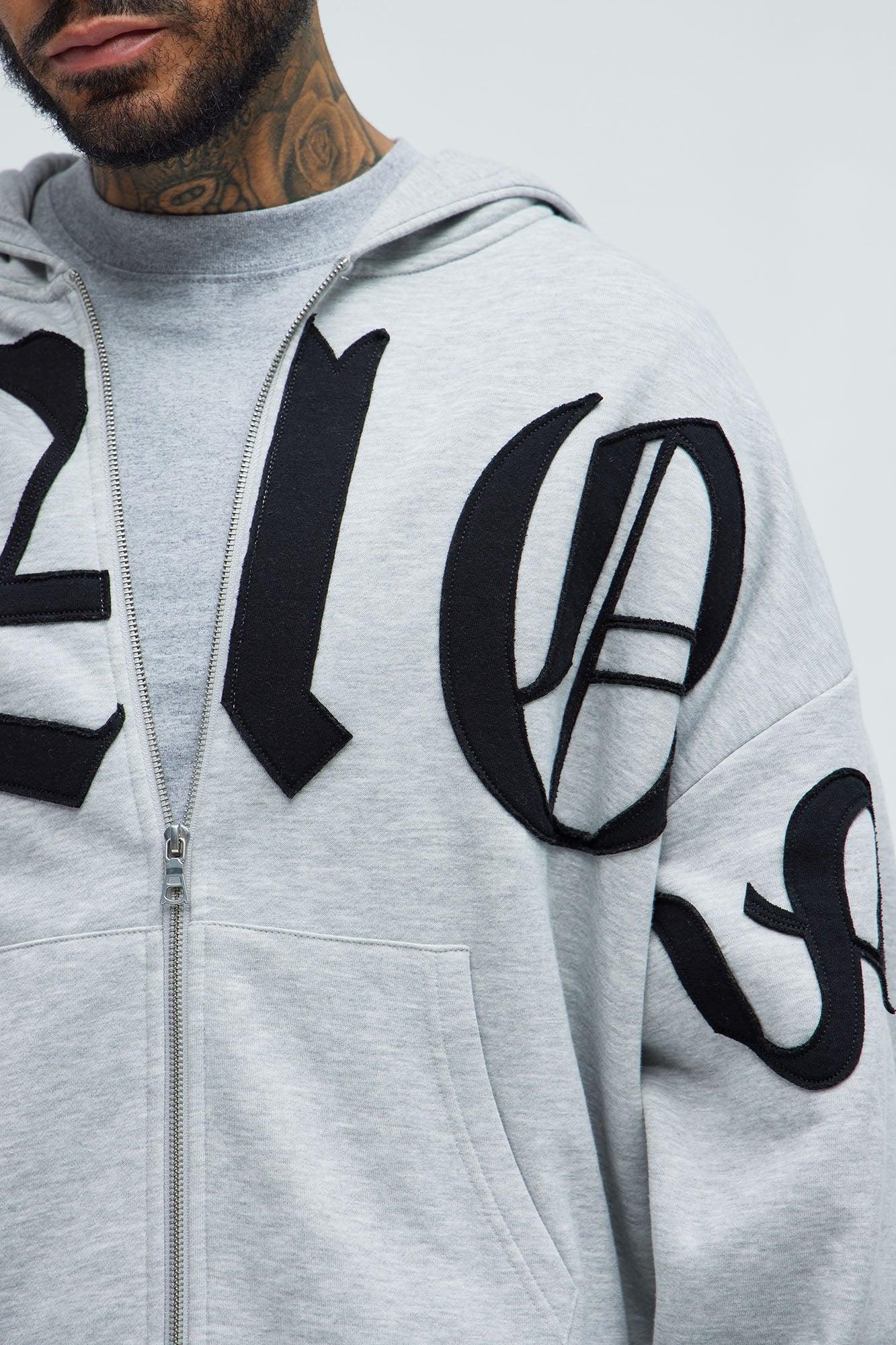 Tyson Chaos Oversized Zip Up Hoodie - Heather Grey Product Image