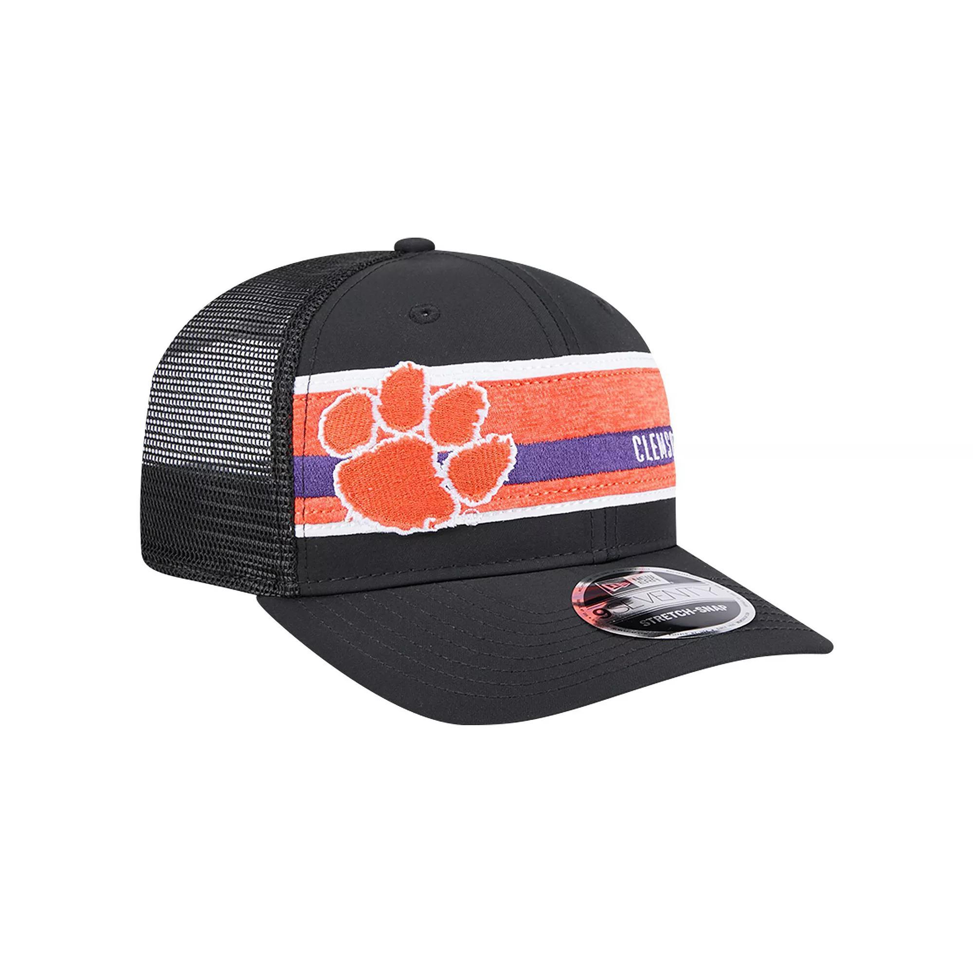 Mens New Era /Orange Clemson Tigers Striped 9SEVENTY Trucker Stretch-Snap Adjustable Hat Product Image