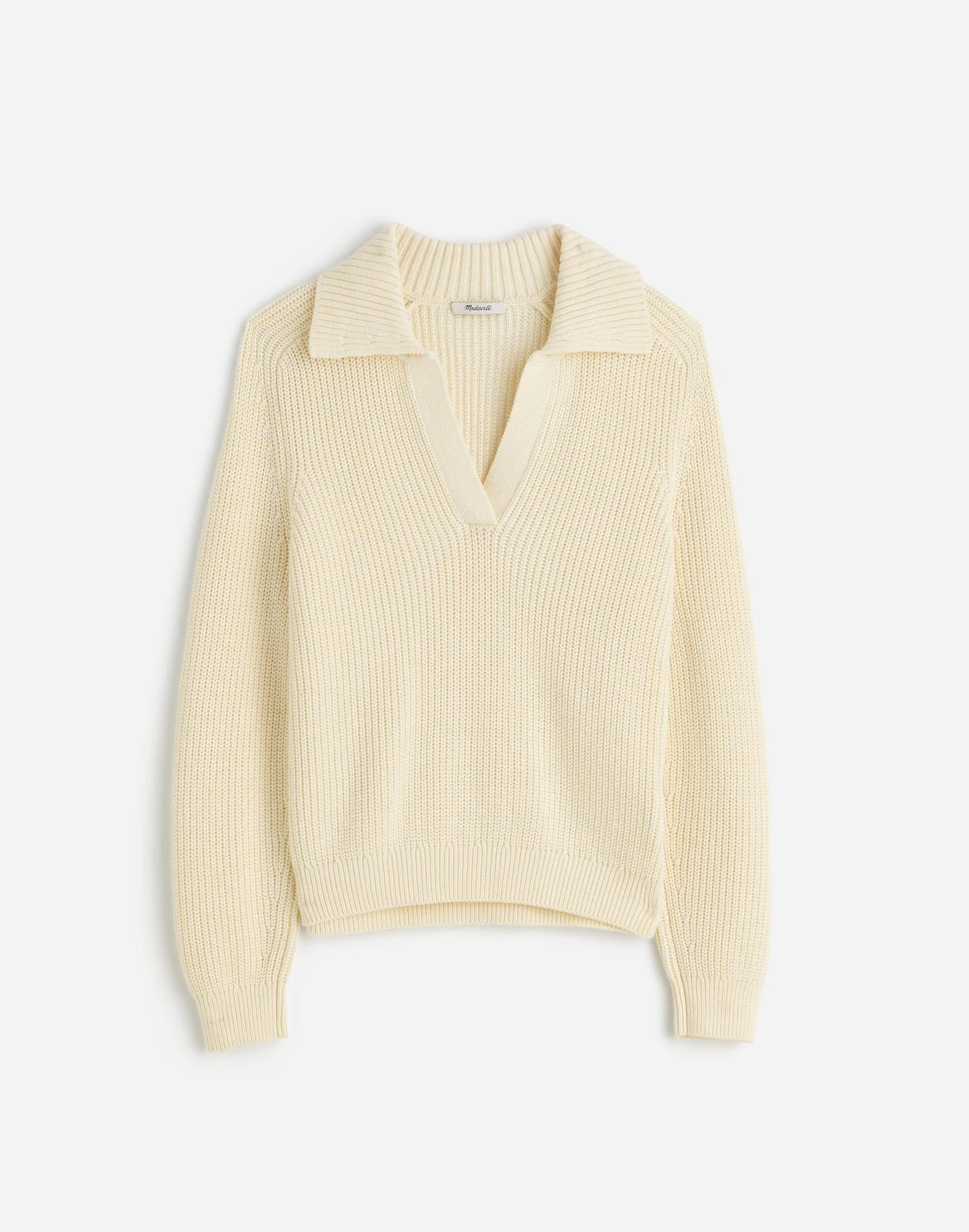 Shaker-Stitch Johnny Collar Sweater Product Image