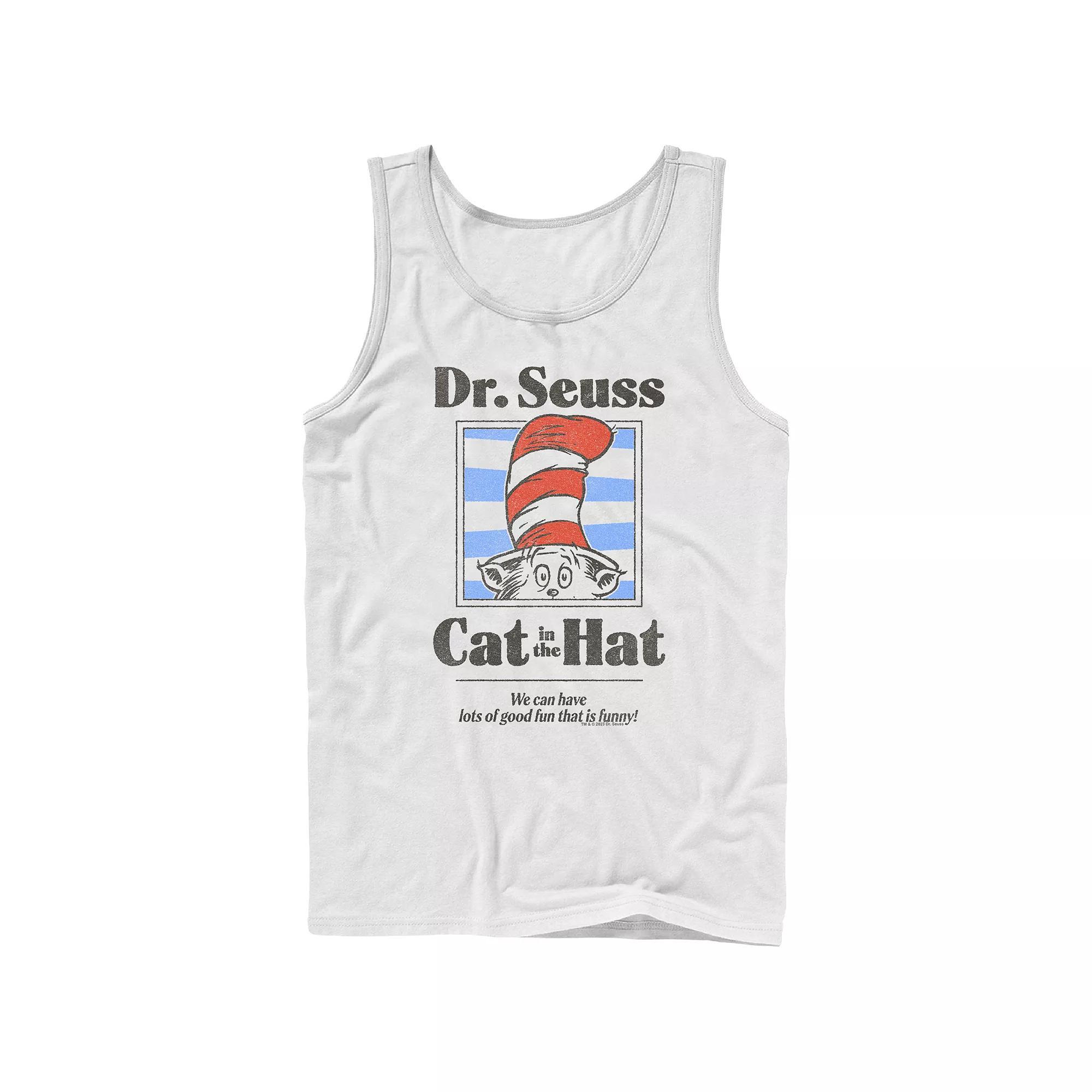Men's Dr. Seuss The Cat In The Hat That Is Funny Graphic Tank, Size: Large, White Product Image