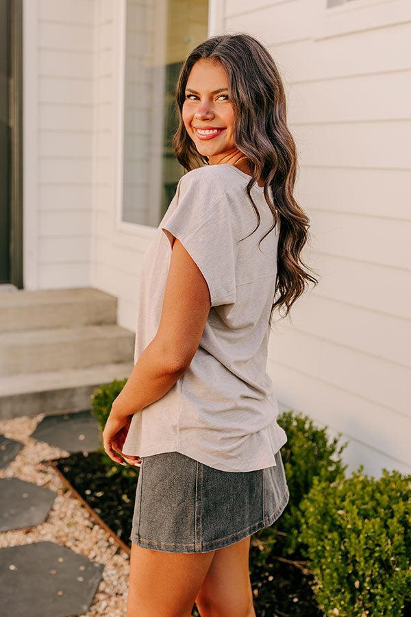 Fan Fav Linen-Blend Shift Top in Warm Taupe Product Image