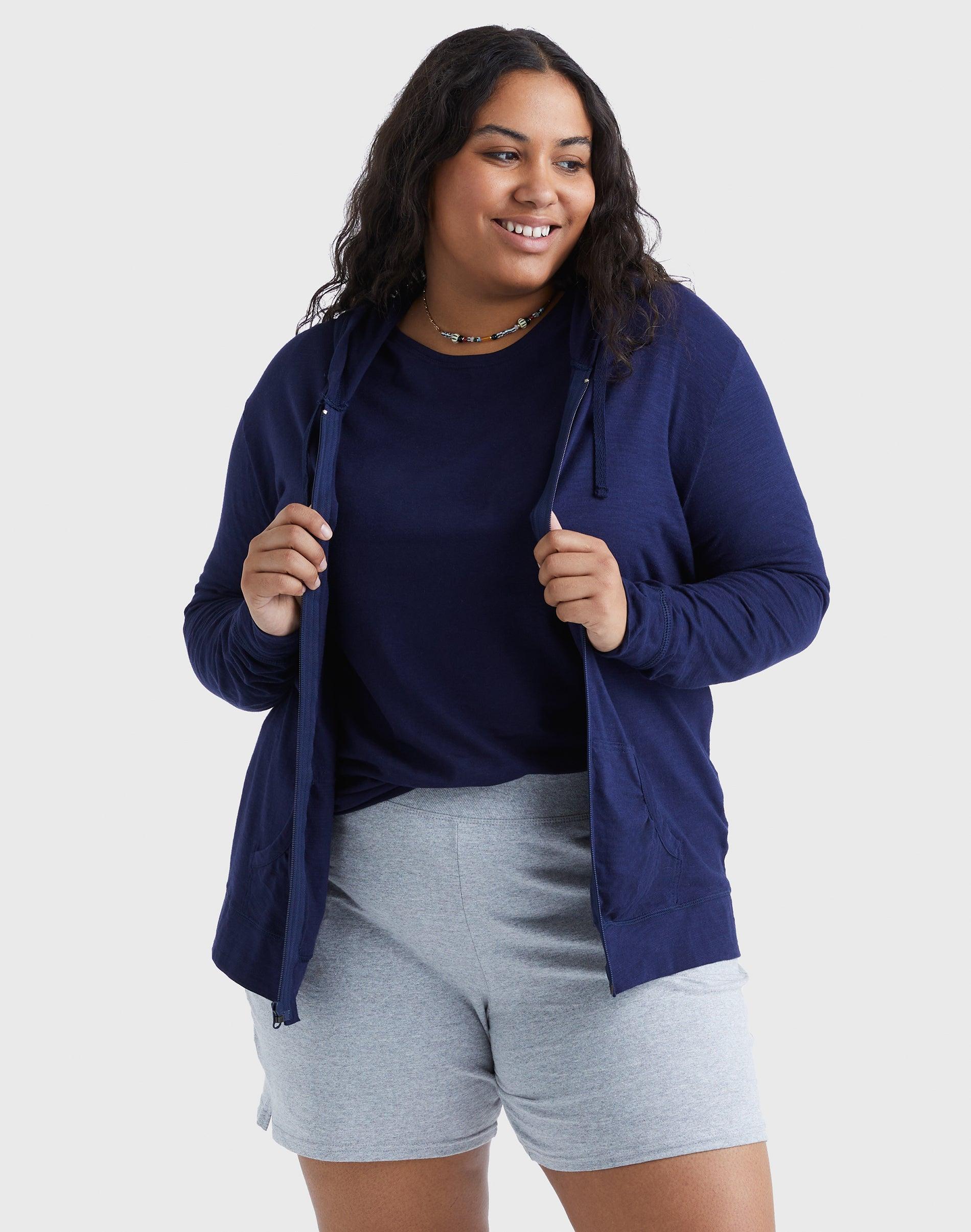 Plus Size Just My Size® Slubbed Hoodie, Women's, Size: 5XL, Process Blue Product Image