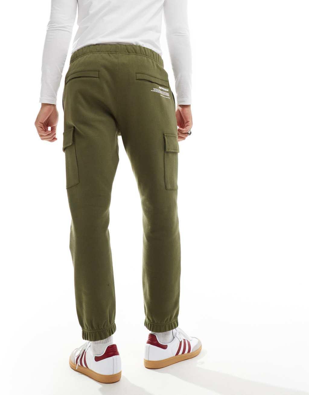 AAPE By A Bathing Ape logo cargo cuffed sweatpants in khaki Product Image