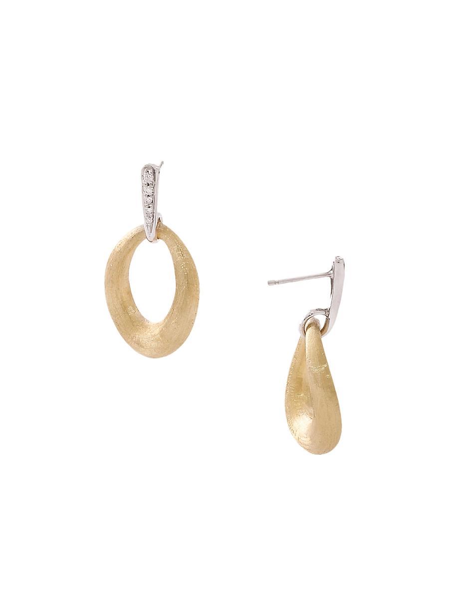 Womens Lucia 18K Yellow & White Gold & Diamond Drop-Hoop Earrings Product Image
