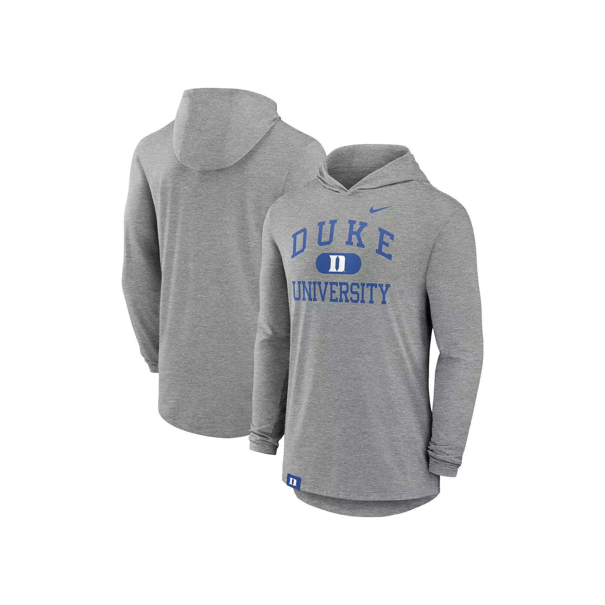 Men's Nike Heather Gray Duke Blue Devils Blitz Hoodie Long Sleeve T-Shirt, Size: XL, Grey Product Image