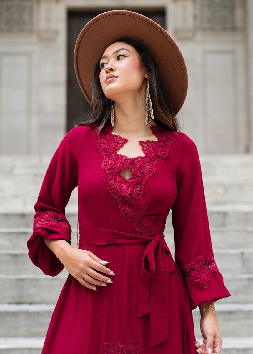 Felicite Dress in Wine Female Product Image