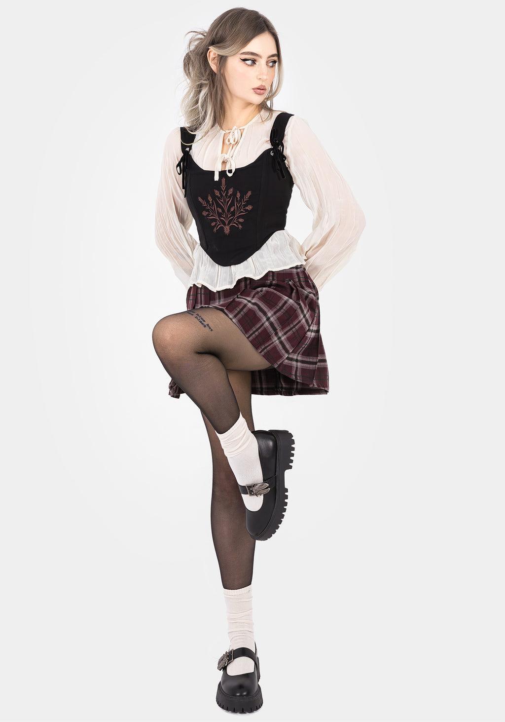 Villain Textured Tie Front Peplum Blouse - White Product Image