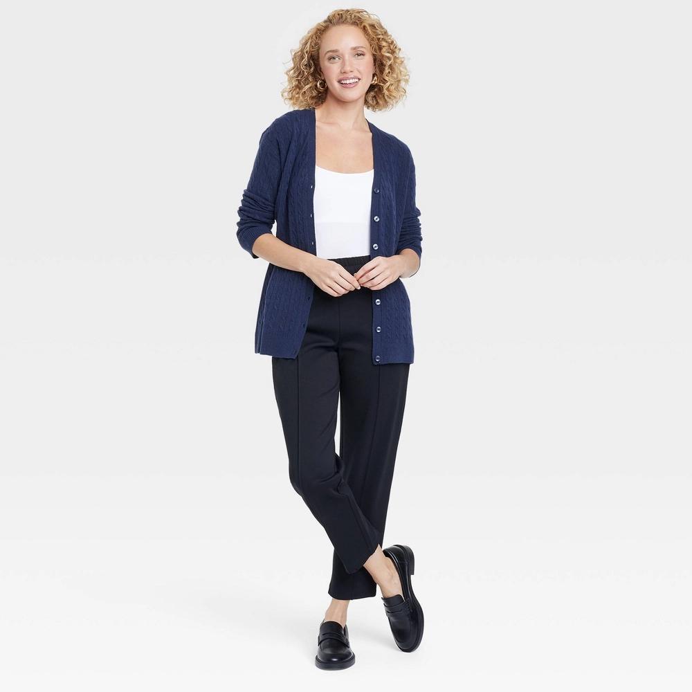 Womens Cable Cardigan - A New Day Navy M Product Image