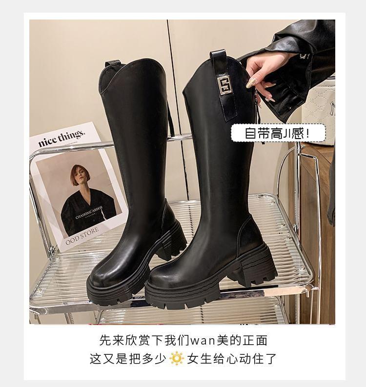 Platform Zip Knee High Boots Product Image