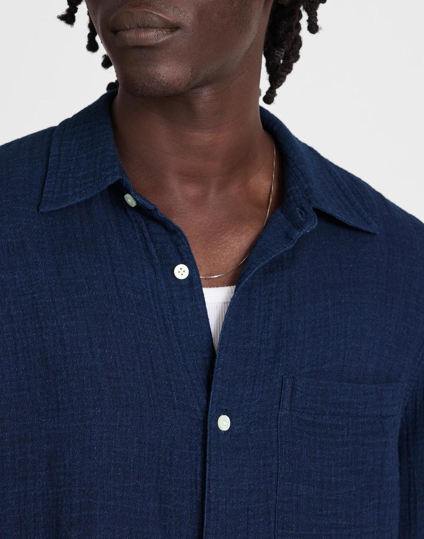 Indigo-Dyed Button-Up Shirt Product Image