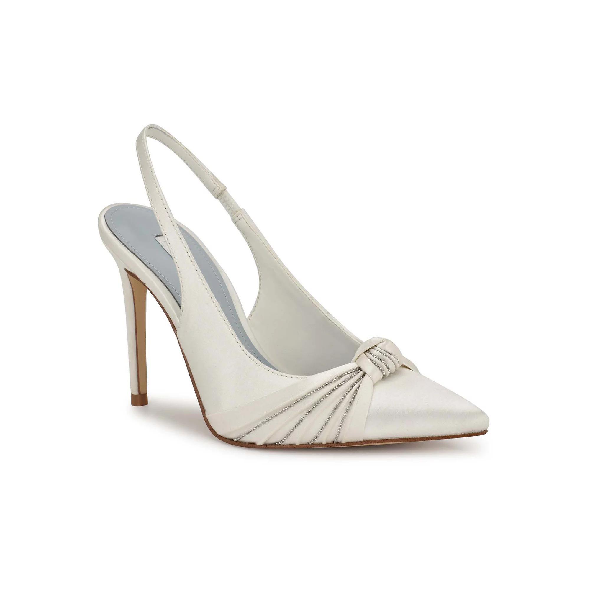 Nine West Faive Bridal Women's Dress Slingback Pumps, Size: 5.5, White Satin Product Image