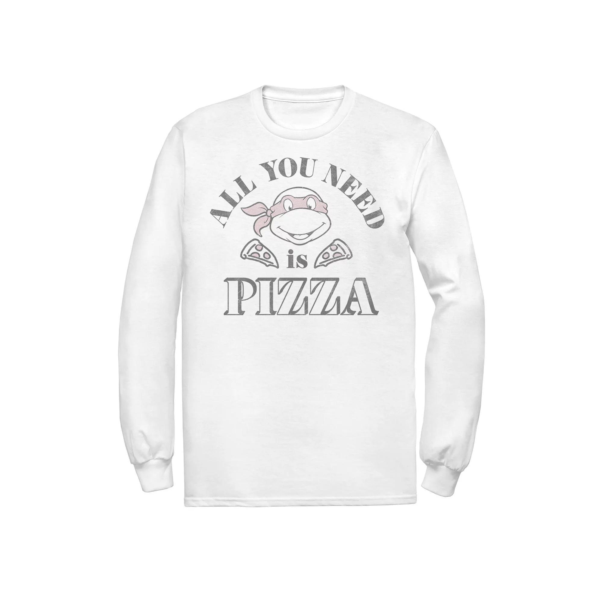 Men's Ninja Turtles Raphael All You Need Is Pizza Vintage Long Sleeve Tee, Size: 3XL, White Product Image