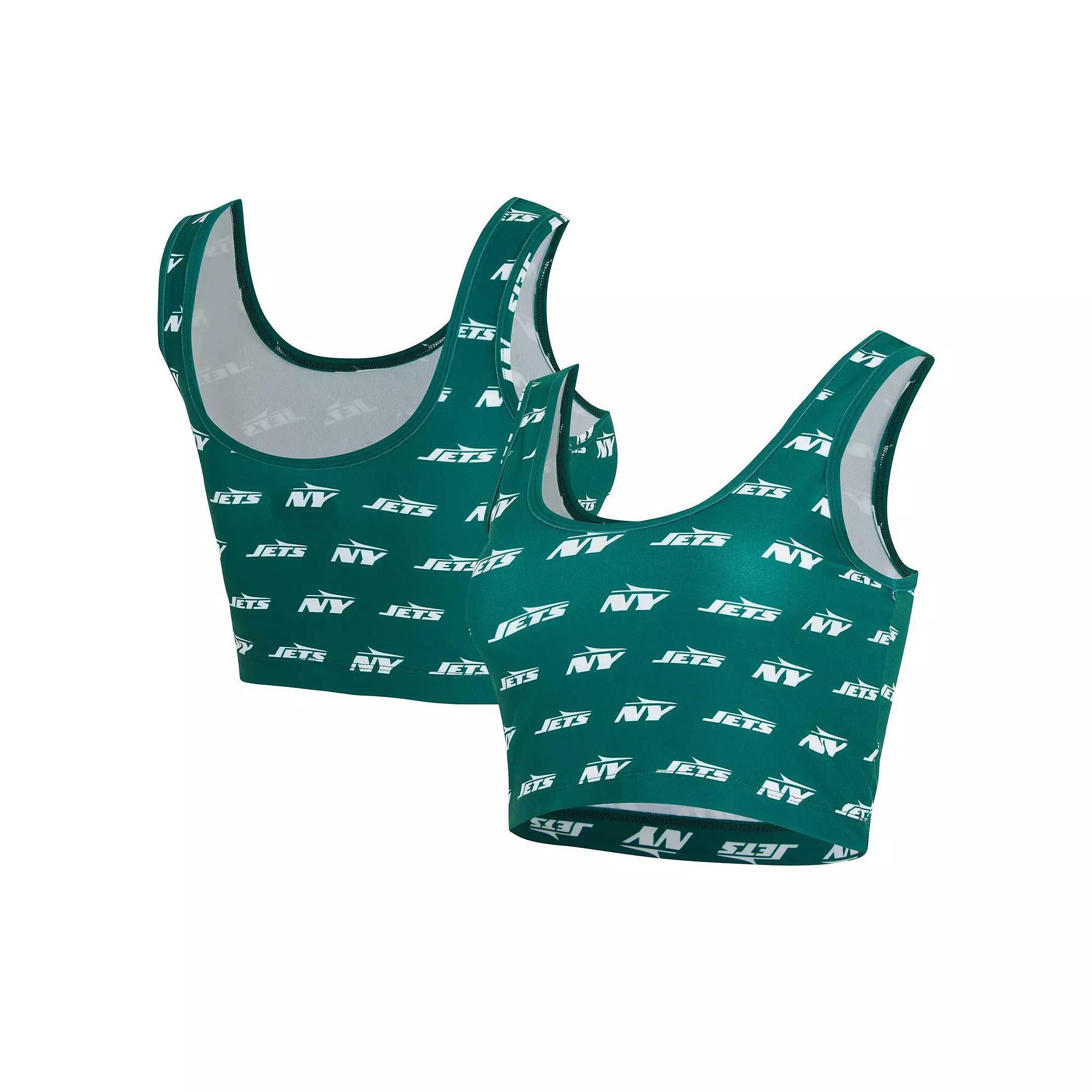 Women's Concepts Sport Green New York Jets Record Allover Print Bralette, Size: Medium Product Image