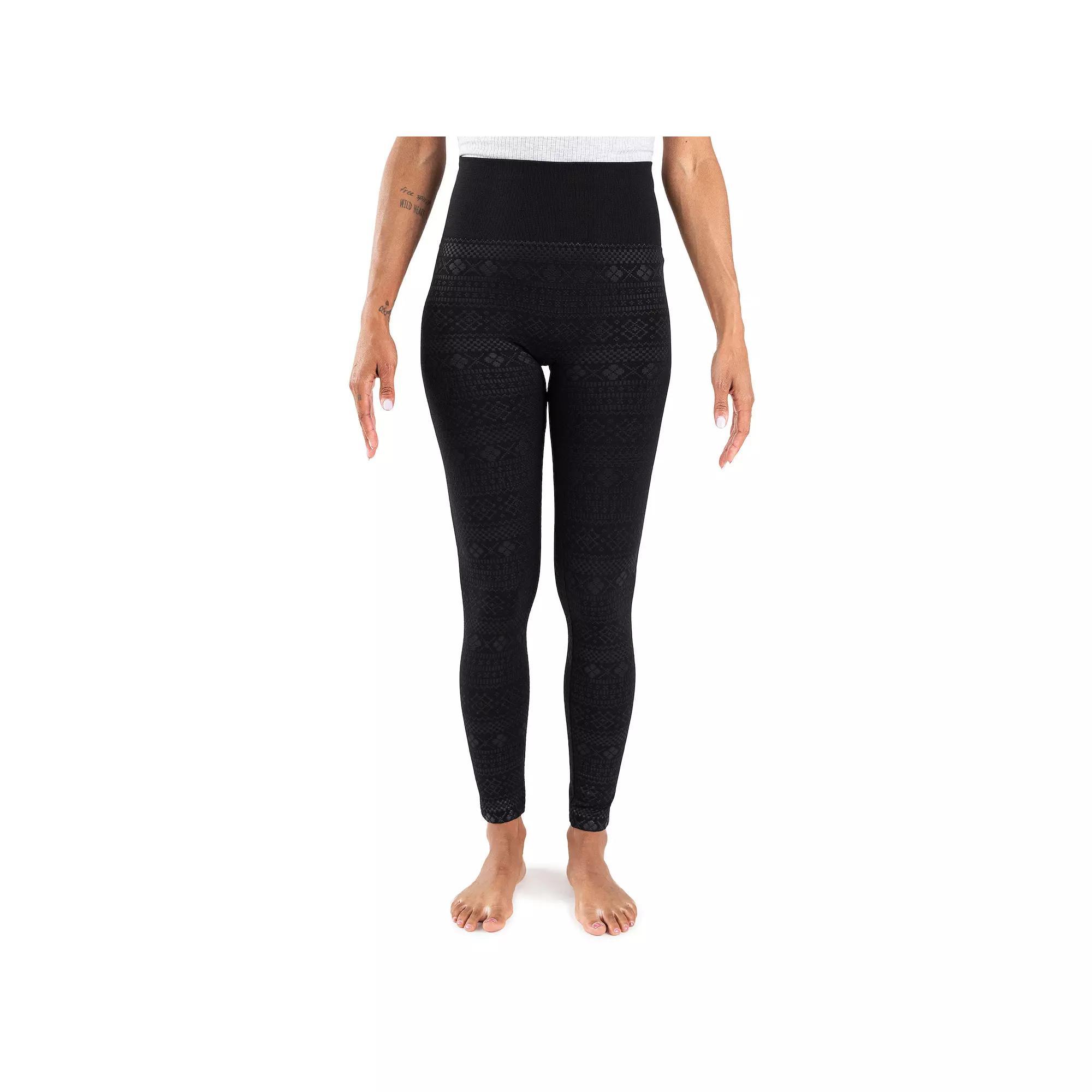 Women's MUK LUKS® Fleece Lined Regular Fit Leggings, Size: 2XL-3XL, Ebony Geo Product Image