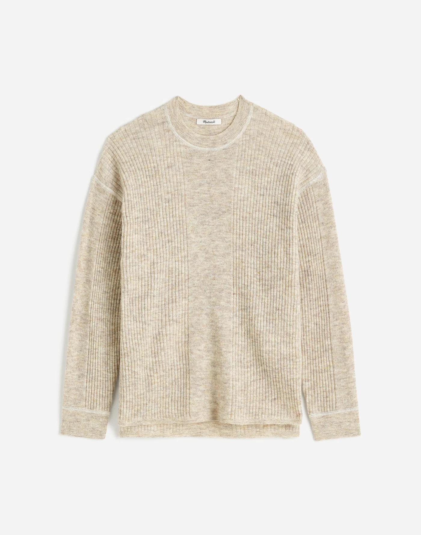 Ribbed Alpaca-Blend Crewneck Sweater Product Image