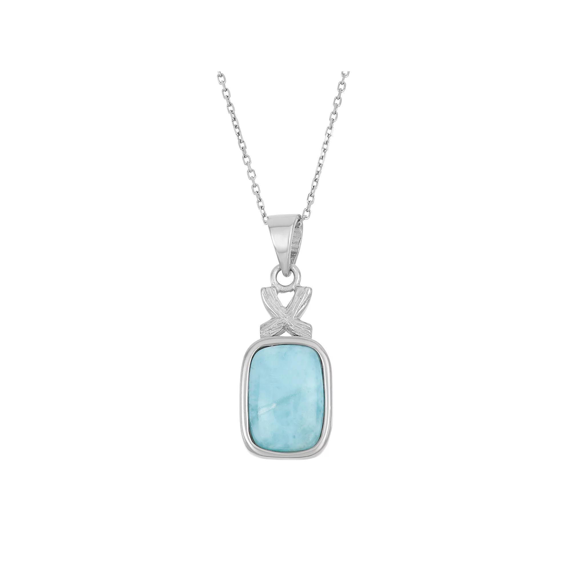 Larimar Sterling Silver Rectangle XO Pendant Necklace, Women's, Size: 18", Blue Product Image