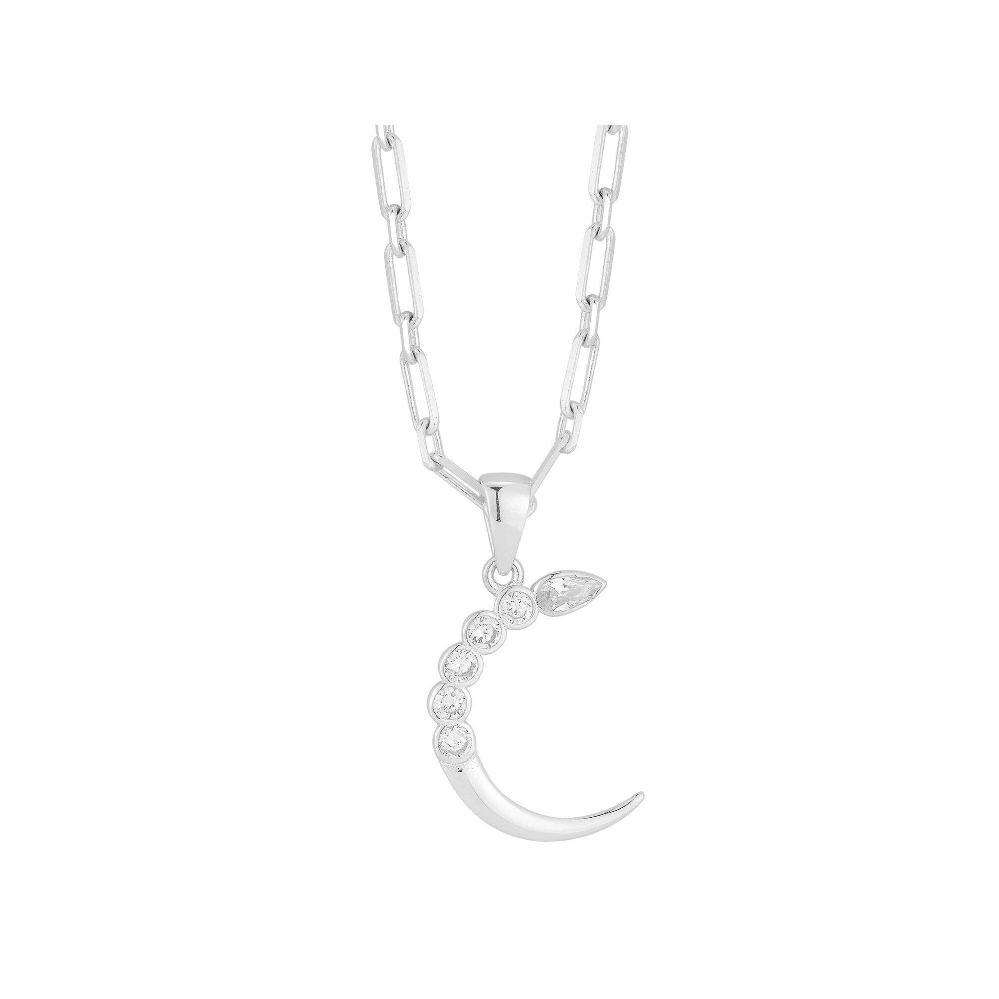 Sunkissed Sterling Cubic Zirconia Crescent Moon Necklace, Women's, Size: 17", Silver Tone Product Image