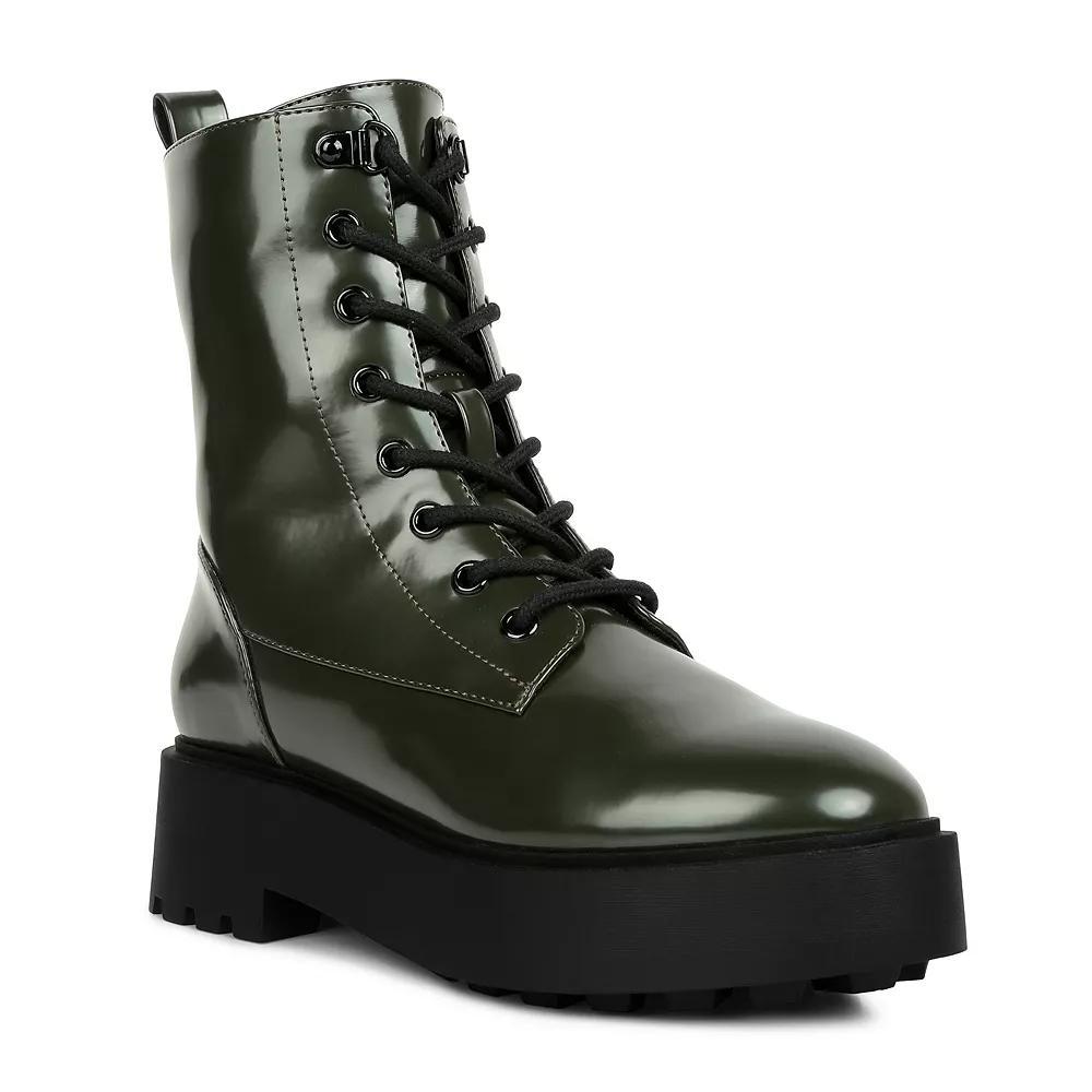 London Rag Molsh Women's Combat Boots, Size: 5, Dark Green Product Image