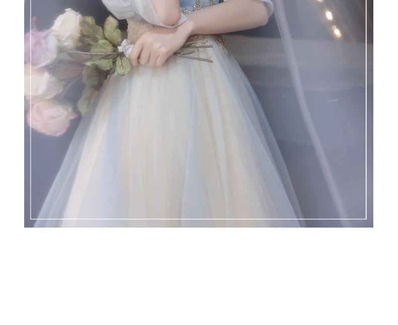 Cold-Shoulder Rhinestone A-Line Cocktail Dress Product Image