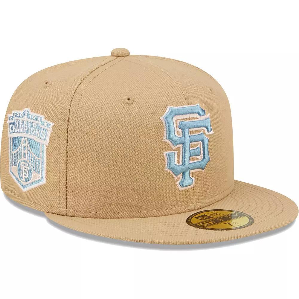 Men's New Era Tan San Francisco Giants 2010 World Series Champions Sky Blue Undervisor 59FIFTY Fitted Hat, Size: 8, Team Product Image