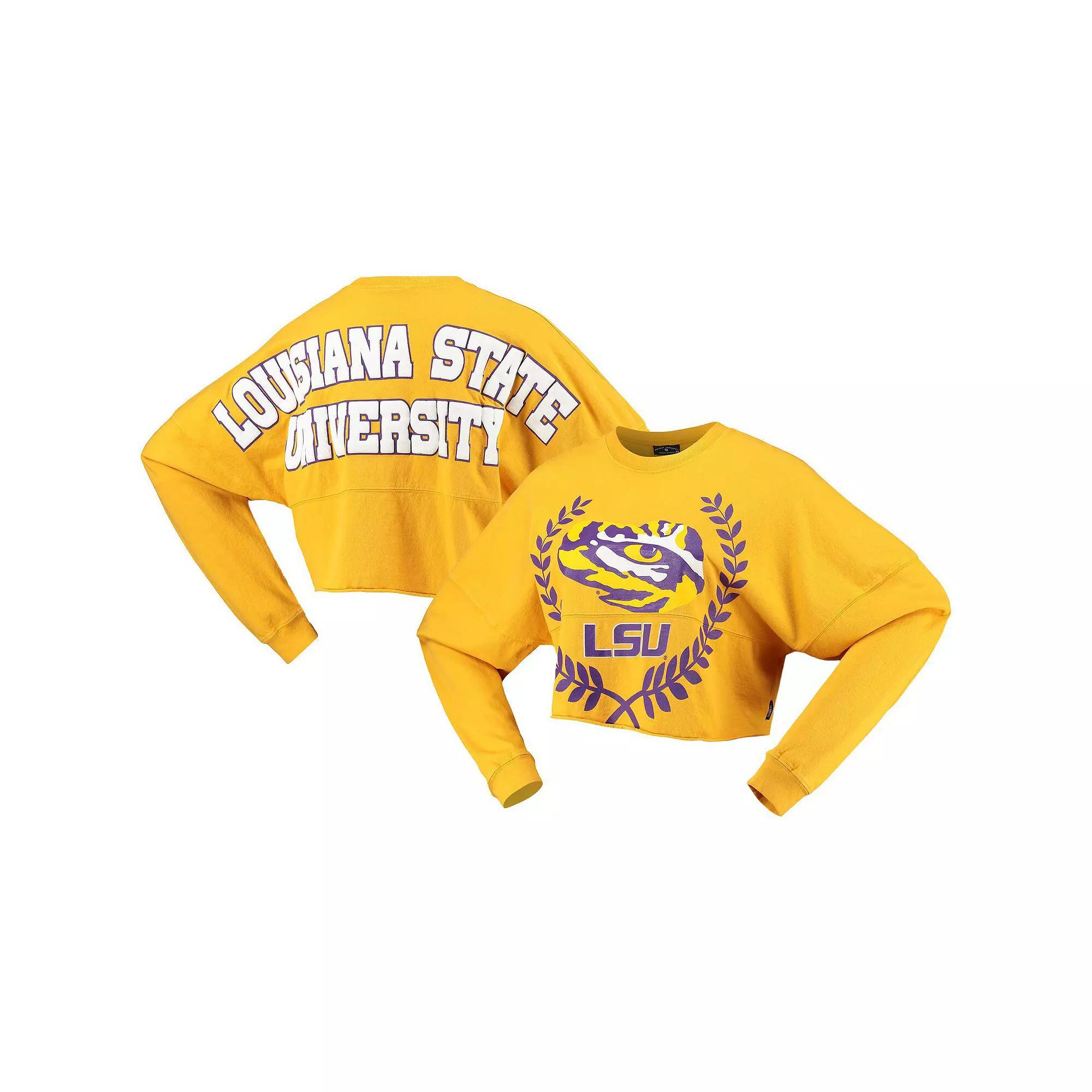 Women's Gold LSU Tigers Laurels Crop Long Sleeve T-Shirt, Size: 2XL Product Image