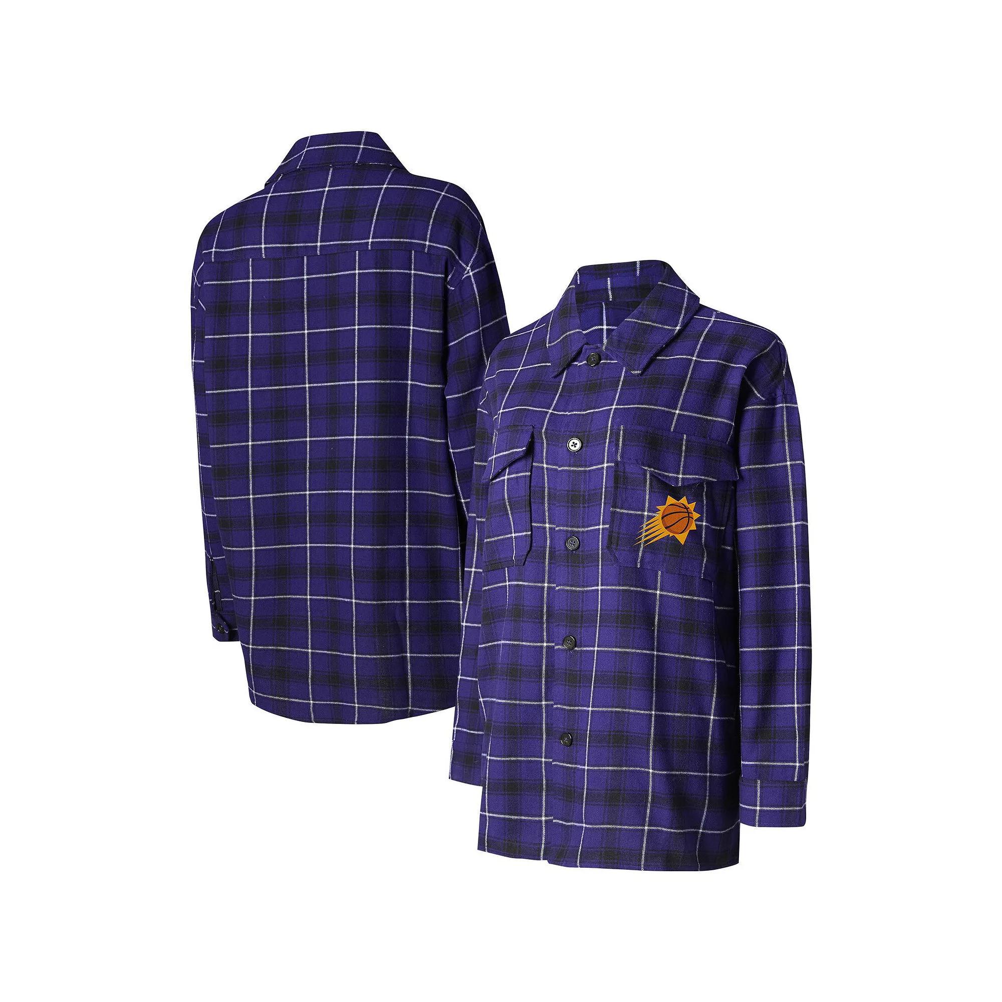 Women's College Concepts Purple/Black Phoenix Suns Boyfriend Button-Up Nightshirt, Size: Large, Phx Purple Product Image