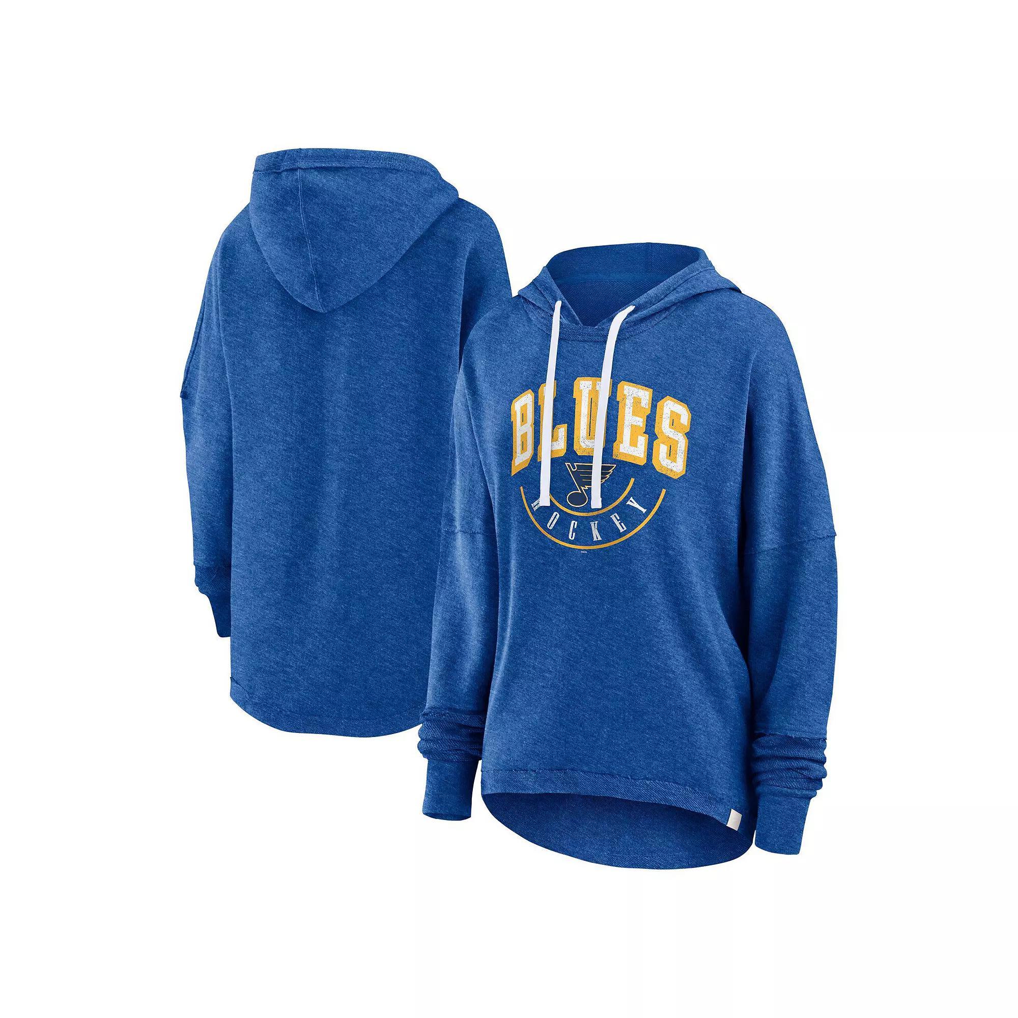Women's Fanatics Branded Heather Blue St. Louis Blues Lux Lounge Helmet Arch Pullover Hoodie, Size: Medium, Team Product Image