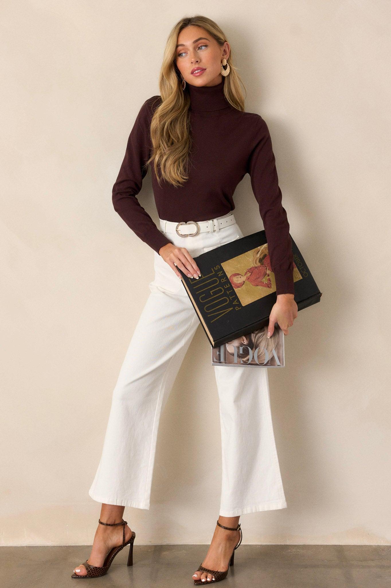 Sleek Silhouette Ivory Wide Leg Jeans Product Image