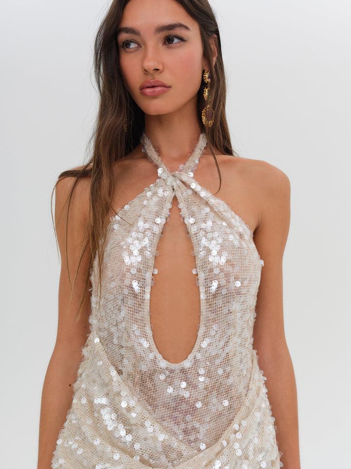 Sydney Sequin Maxi Dress — Neutral Product Image