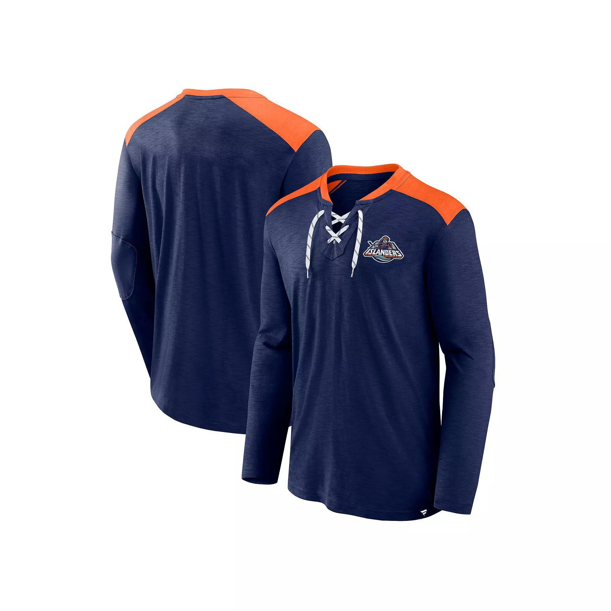 Men's Fanatics Navy New York Islanders Special Edition 2.0 Long Sleeve Lace-Up T-Shirt, Size: Small, Isl Blue Product Image