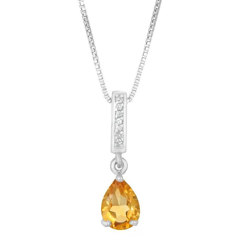 Gemminded Sterling Silver White Topaz Accent & Citrine Pendant Necklace, Women's, Size: 18" Product Image