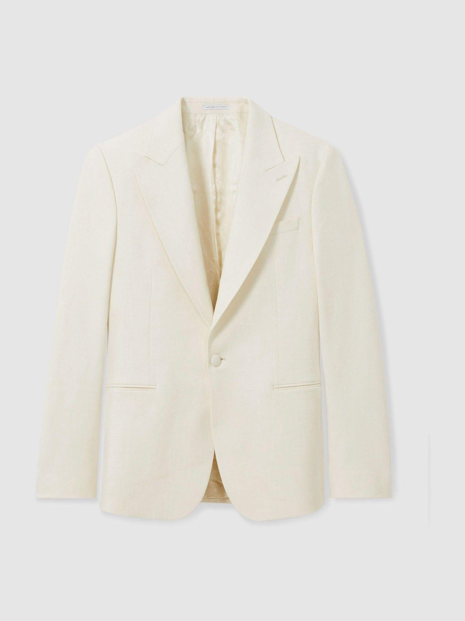 SIngle-Breasted Twill Blazer in Off White Product Image