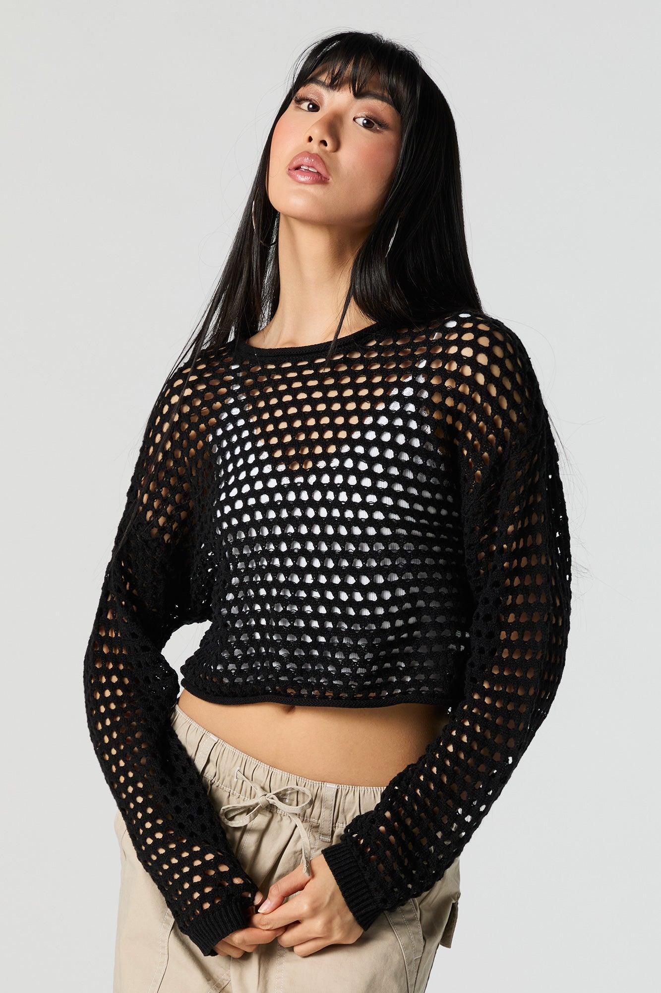 Wide Open Knit Cropped Sweater Female Product Image