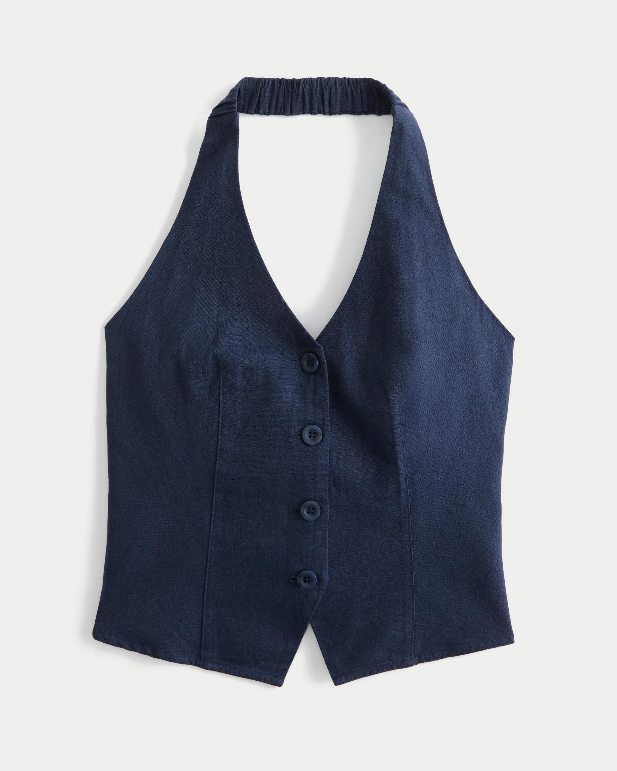 Linen-Blend Open-Back Vest Product Image