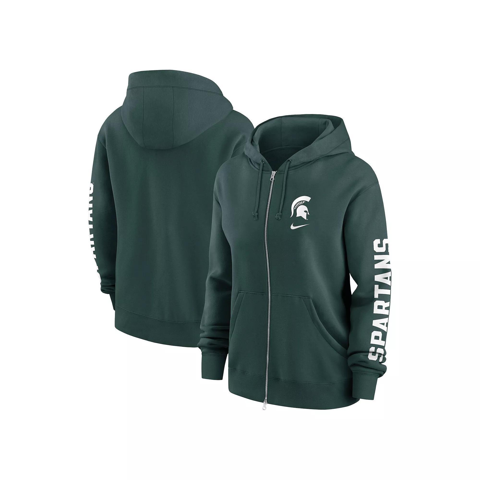 Women's Nike  Green Michigan State Spartans Oversize Lockup Phoenix Full-Zip Hoodie Jacket, Size: Large Product Image