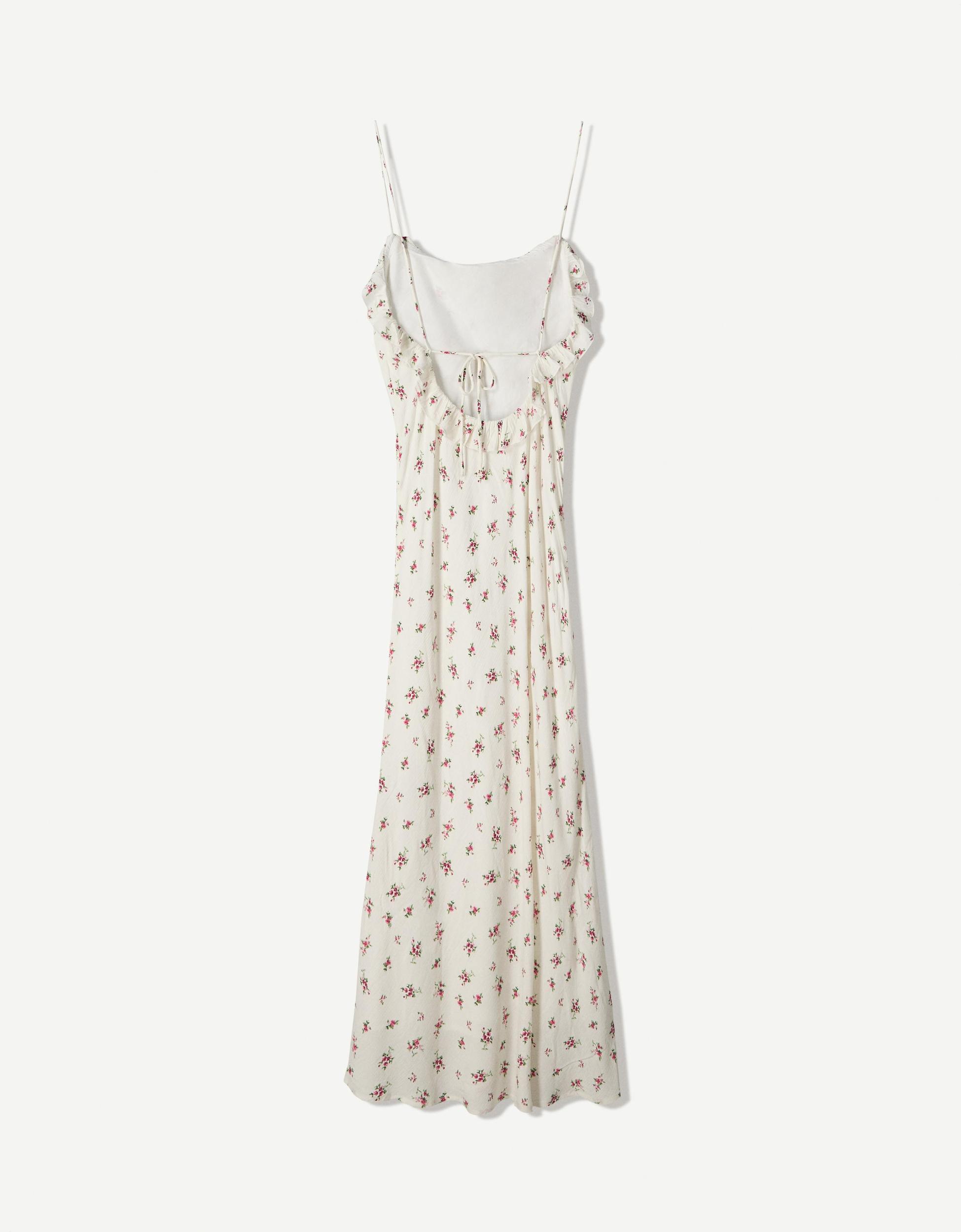 Printed midi dress with straps Product Image