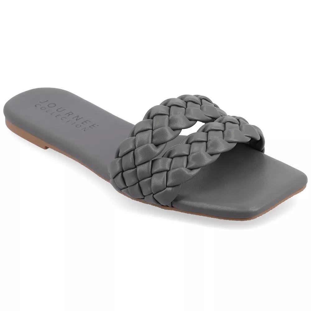 Journee Sawyerr Women's Braided Slide Sandals, Size: 6.5, Gray Product Image