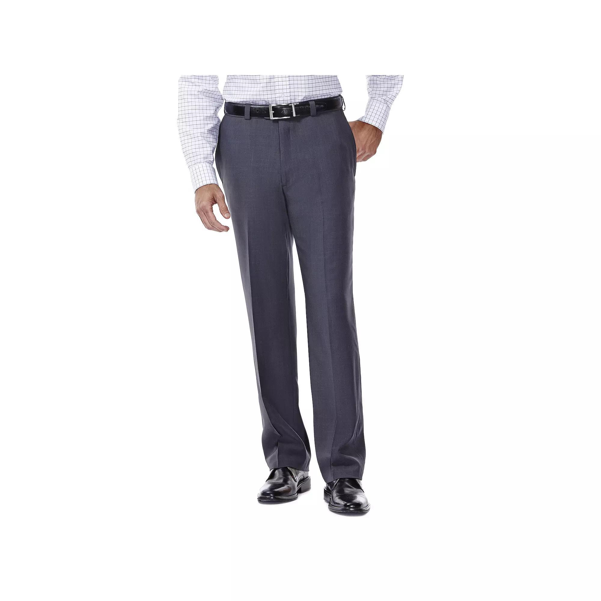 Mens Haggar eCLo Stria Classic-Fit Flat-Front Dress Pants Product Image