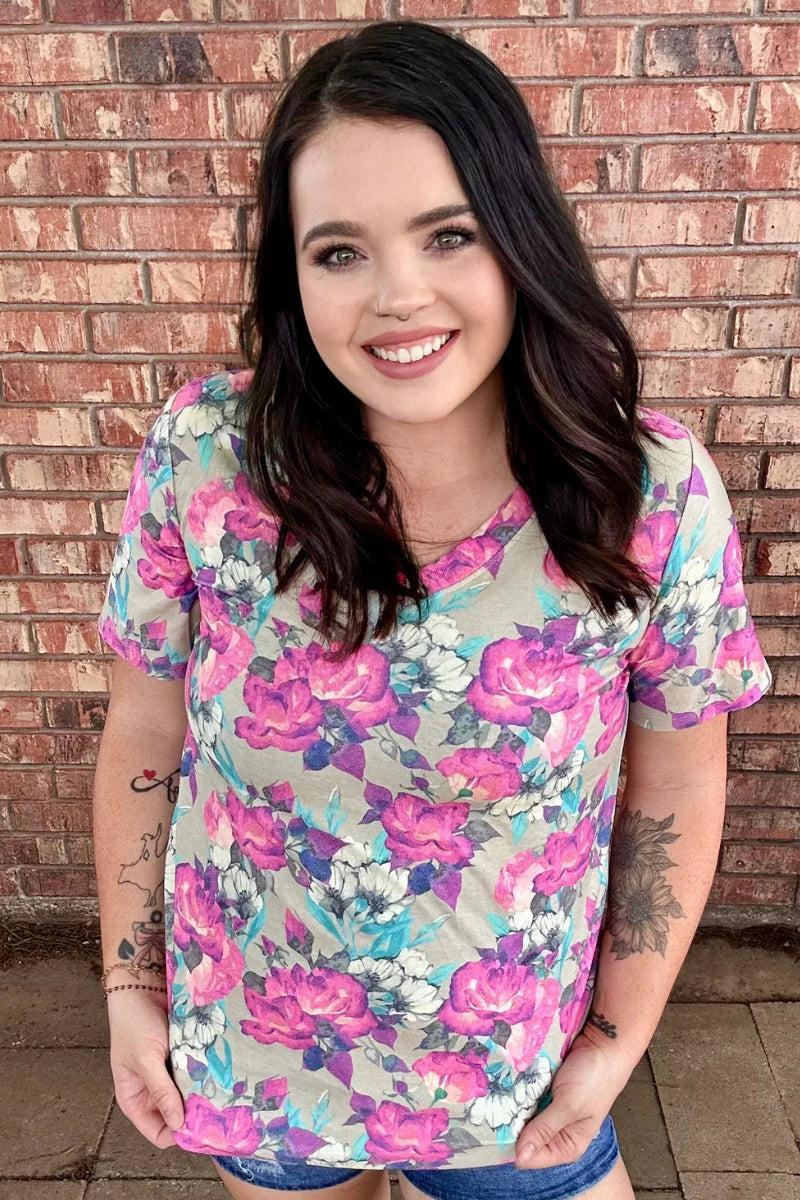 Sterling Kreek Life Is A Flower V Neck Tee Product Image