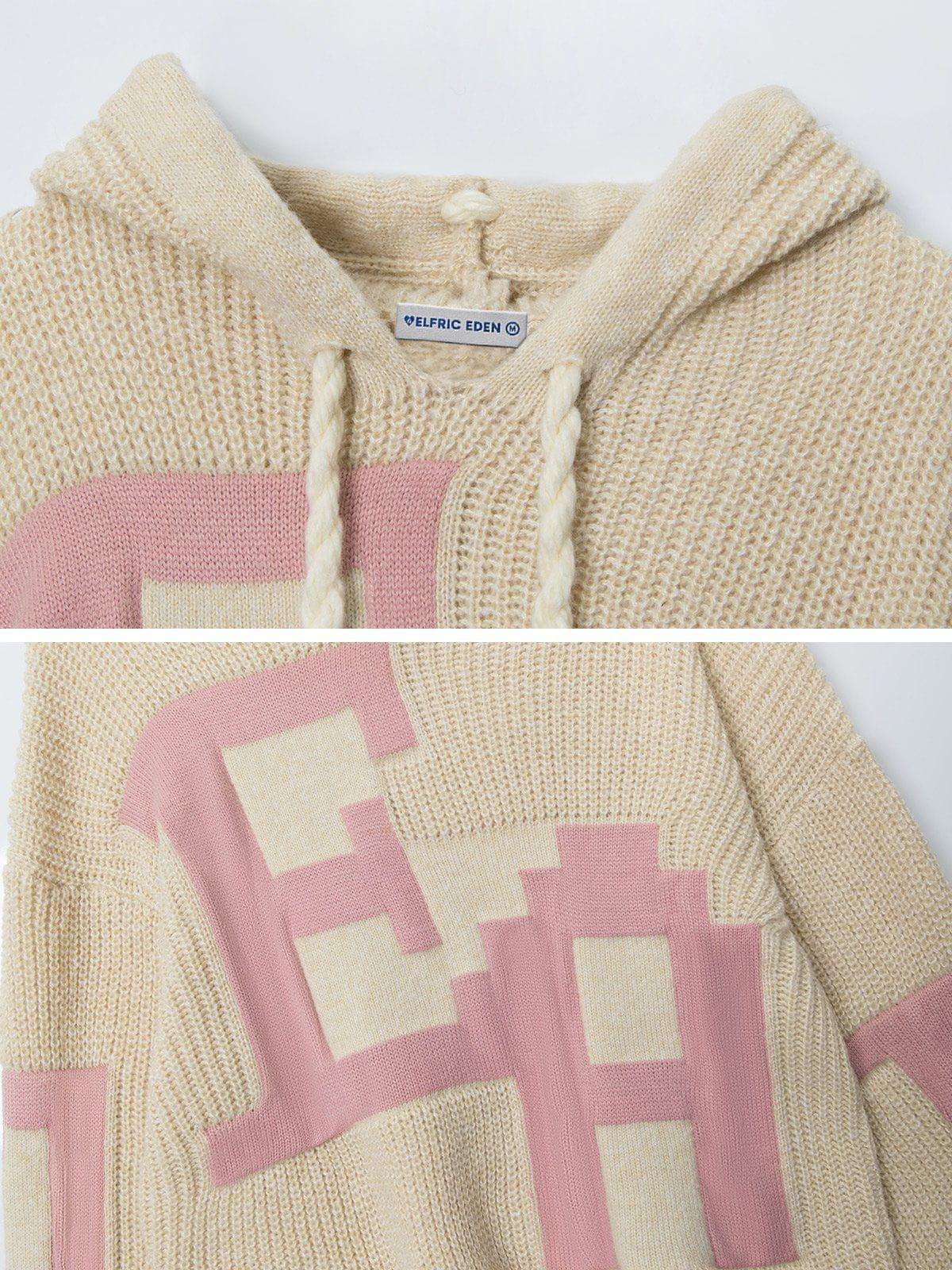 Aelfric Eden Letter Jacquard Knit Hoodie Product Image
