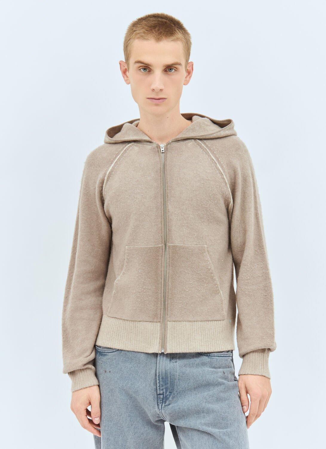 ACNE STUDIOS Wool, Cotton And Cashmere Zip-up Hoodie In Beige Product Image