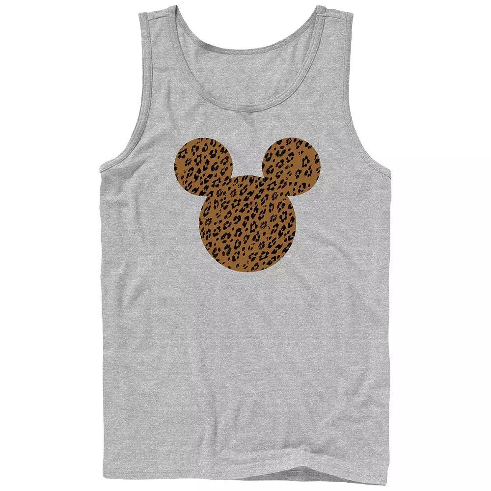 Disney's Mickey Mouse Men's Cheetah Print Head Graphic Tank Top, Size: Large, Athletic Grey Product Image