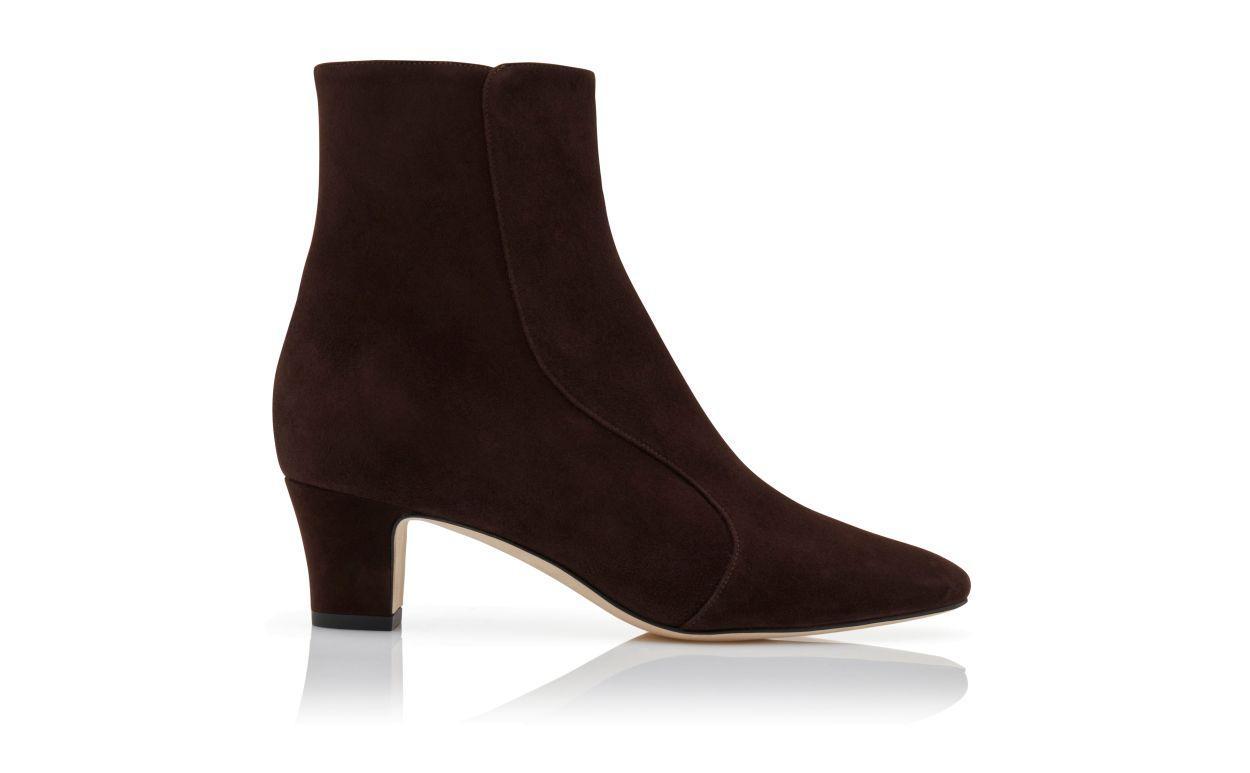 MYCONIA Brown Suede Round Toe Ankle Boots Product Image