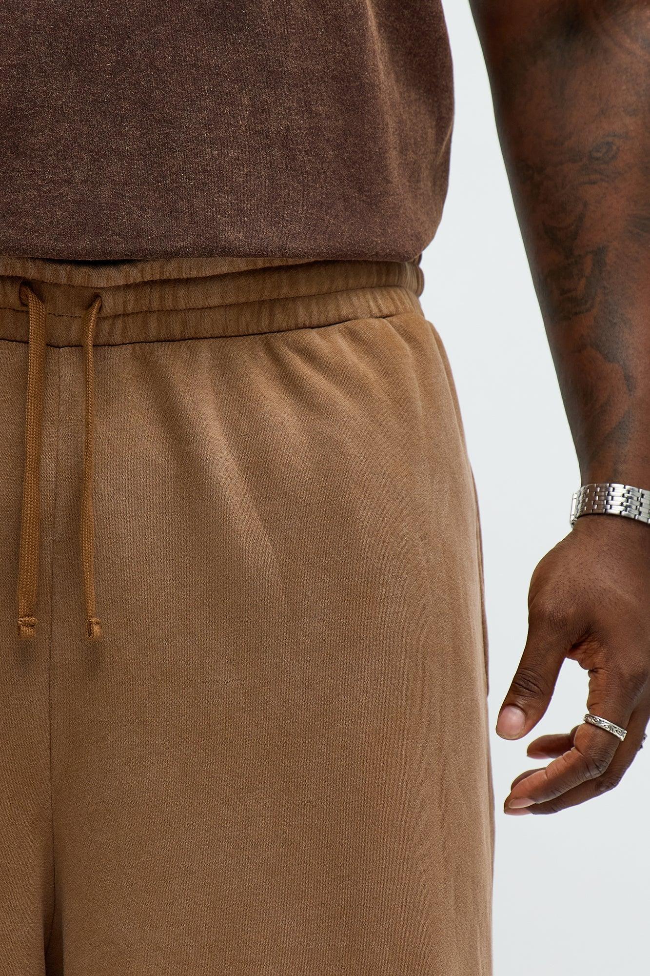 Tyson Baggy Washed Shorts - Brown Male Product Image
