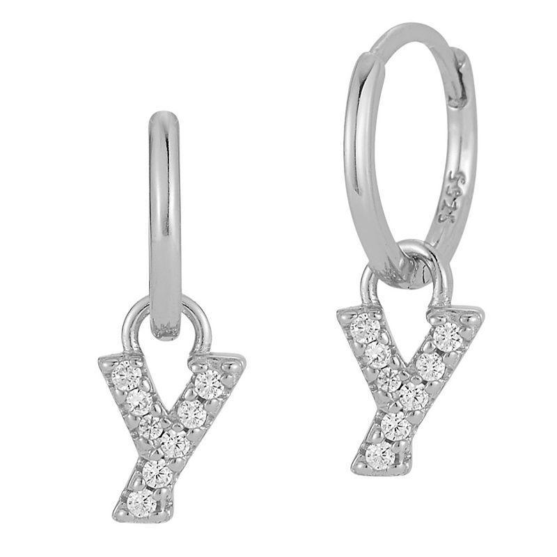 Sunkissed Sterling Cubic Zirconia Initial Drop Earrings, Women's, Silver Tone Y Product Image
