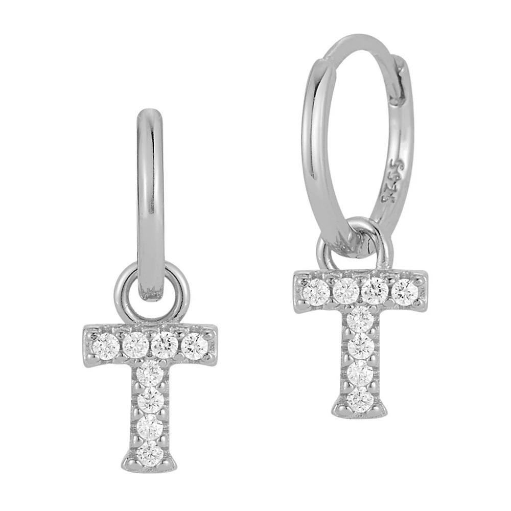 Sunkissed Sterling Cubic Zirconia Initial Drop Earrings, Women's, Silver Tone T Product Image
