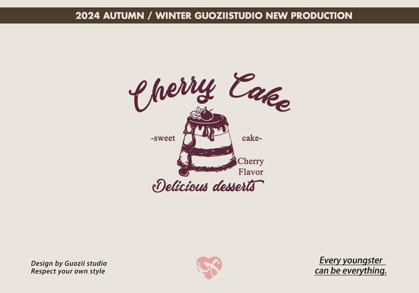 Cake Print Drawstring Hoodie Product Image