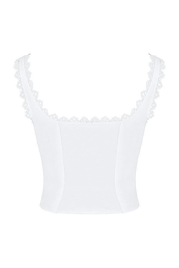 Amber White Lace Trim Top Product Image